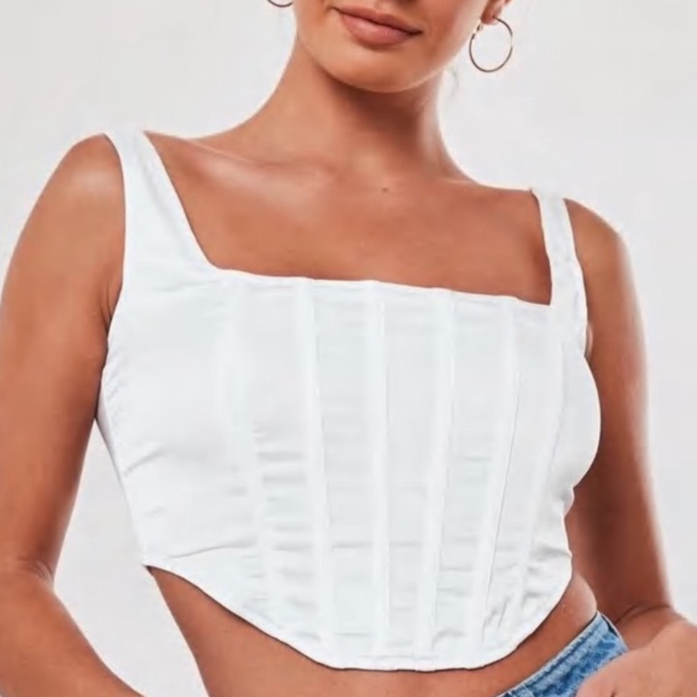 MISSGUIDED White Satin Corset Top